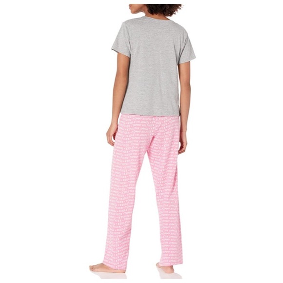 TOMMY HILFIGER WOMEN’S V NECK HEART LOGO PANT PAJAMA SET - Picture 5 of 6